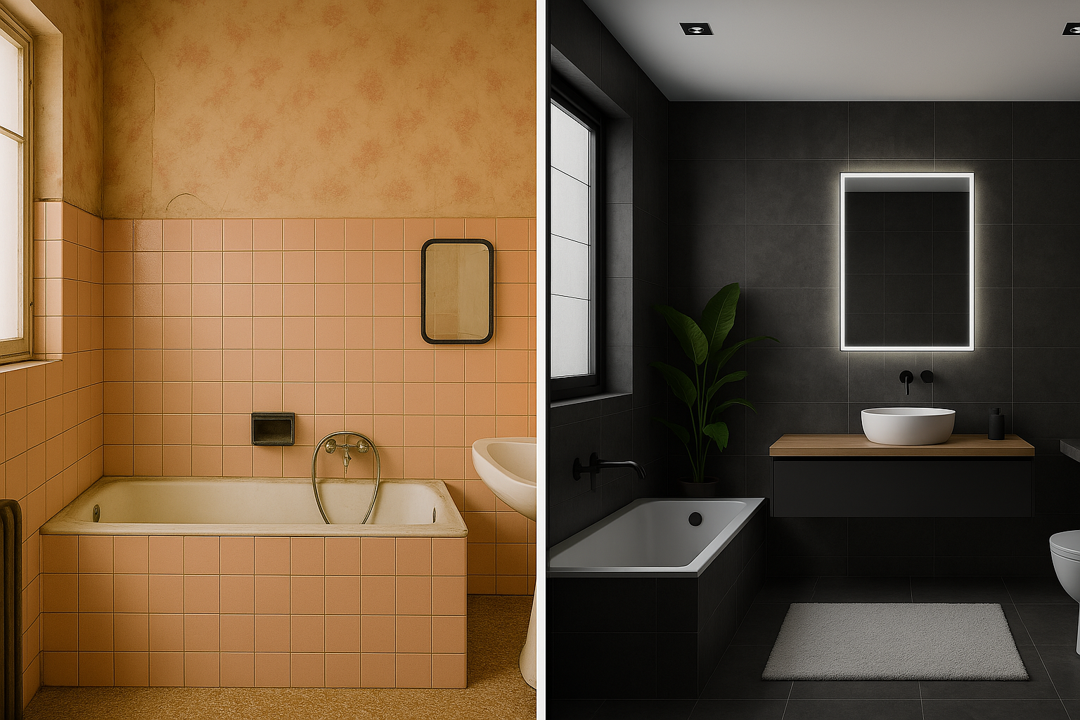 Avant/Après rénovation de salle de bain à Metz